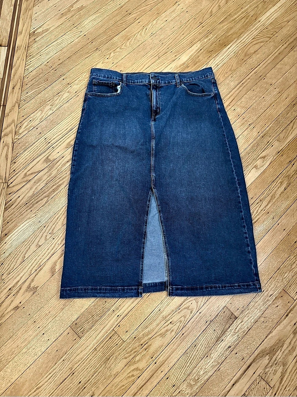 Amazon Essentials Denim Maxi Skirt Front Slit Size 18